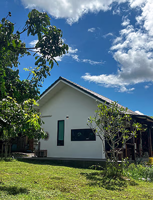 Cottage exterior with covered parking